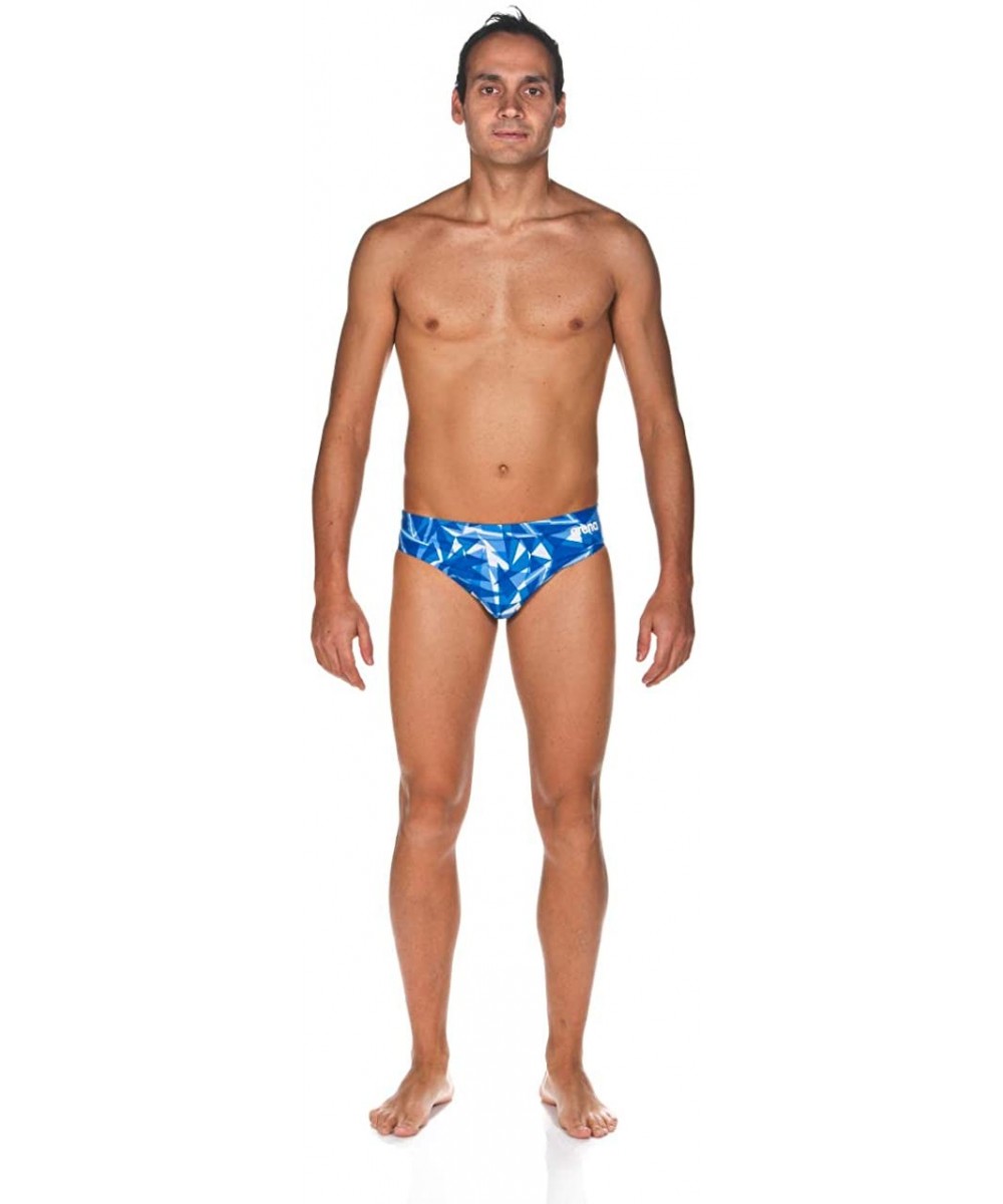 Mens Shattered Glass MaxLife Brief Swimsuit - Royal - C918I4QMC57 $48.65-Racing