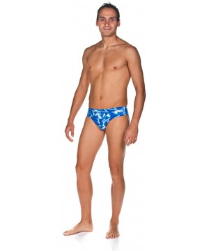 Mens Shattered Glass MaxLife Brief Swimsuit - Royal - C918I4QMC57 $48.65-Racing