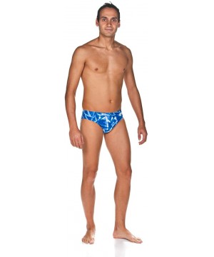 Mens Shattered Glass MaxLife Brief Swimsuit - Royal - C918I4QMC57 $48.65-Racing