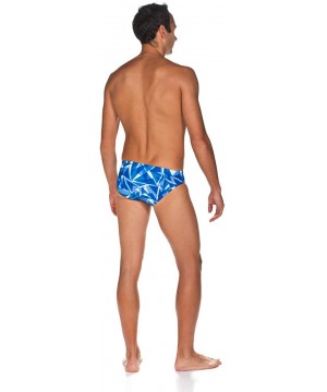 Mens Shattered Glass MaxLife Brief Swimsuit - Royal - C918I4QMC57 $48.65-Racing