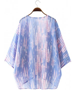 Women Casual Tie Dyed Chiffon Kimono Cover Up Beach Wear Blouse Top - Tie-dyed 9103 - CT18SR562N5 $11.49-Cover-Ups