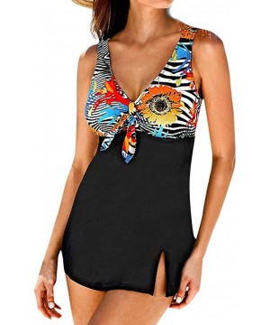 Beauty Women's One Piece Swimdress Hem Slit Bikini Set Tankini Swimsuits Bathing Suit - Orange - CV18S000AI5 $26.24-One-Pieces