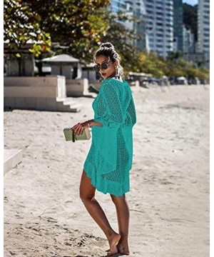 Womens Summer Crochet Sexy Cover Up Bikini Swimsuit Beach Dress(7 Colors) - Green - CV18R7QI0Y0 $26.38-Cover-Ups