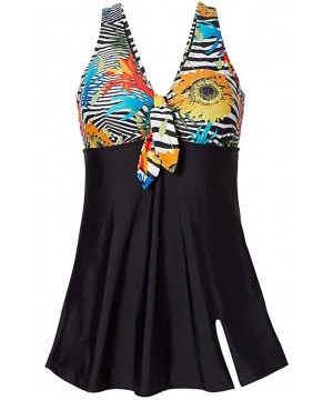 Beauty Women's One Piece Swimdress Hem Slit Bikini Set Tankini Swimsuits Bathing Suit - Orange - CV18S000AI5 $26.24-One-Pieces