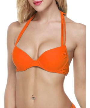 Bandeau Bikini Top Sexy Halter Swimsuit Two Piece Bathing Suits Top for Women - Orange-515 - CR18E8O74UH $8.33-Bottoms