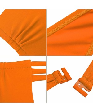 Bandeau Bikini Top Sexy Halter Swimsuit Two Piece Bathing Suits Top for Women - Orange-515 - CR18E8O74UH $8.33-Bottoms