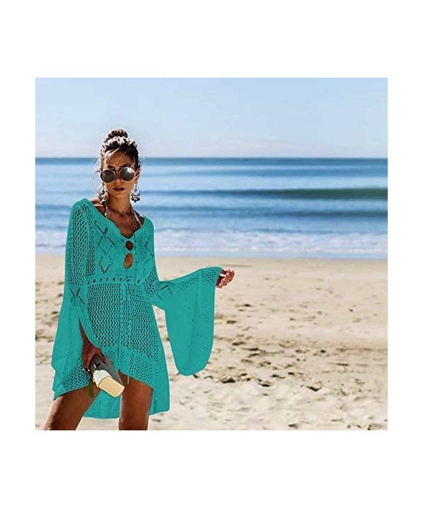 Womens Summer Crochet Sexy Cover Up Bikini Swimsuit Beach Dress(7 Colors) - Green - CV18R7QI0Y0 $26.38-Cover-Ups