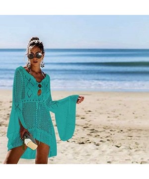 Womens Summer Crochet Sexy Cover Up Bikini Swimsuit Beach Dress(7 Colors) - Green - CV18R7QI0Y0 $26.38-Cover-Ups