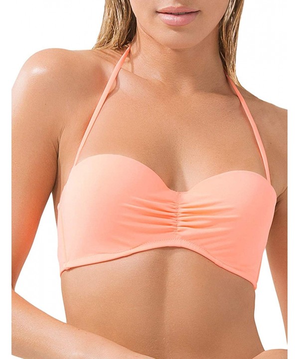 Women's Swim Secret Bandeau Bikini Top - Peach Luster - CZ12NZYG2FA $21.25-Tops