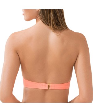 Women's Swim Secret Bandeau Bikini Top - Peach Luster - CZ12NZYG2FA $21.25-Tops