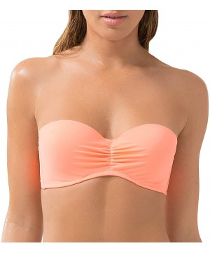 Women's Swim Secret Bandeau Bikini Top - Peach Luster - CZ12NZYG2FA $21.25-Tops