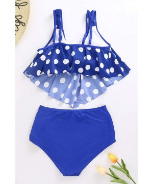 High Waisted Swimsuit for Women Two Piece Bathing Suit Ruffled Tankini Set Crop Top Bikini - Tankini Dark Blue - CI194XDEKZQ ...