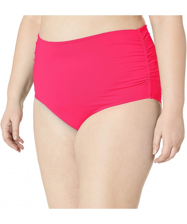 Women's Plus Size High Waist Fold Over Double Lined Bikini Swim Bottom - Berry - CT18ZQ7M277 $42.74-Tankinis