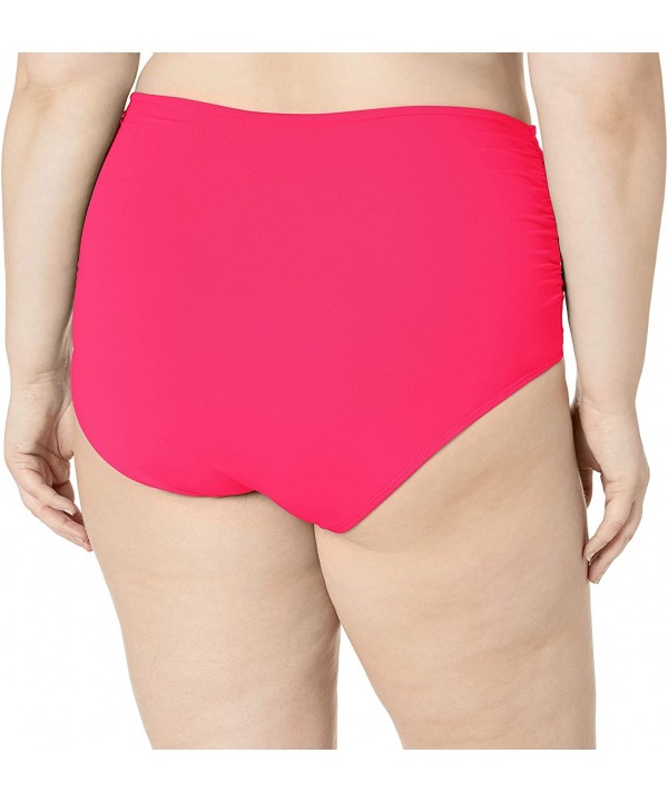 Women's Plus Size High Waist Fold Over Double Lined Bikini Swim Bottom - Berry - CT18ZQ7M277 $42.74-Tankinis