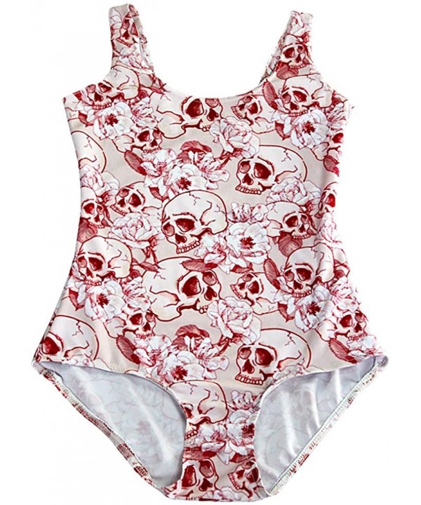 Women's Fashion Printed One Piece Backless Jumpsuit Monokini Swimwear - Rose Skulls - CW184TC57ED $16.04-One-Pieces