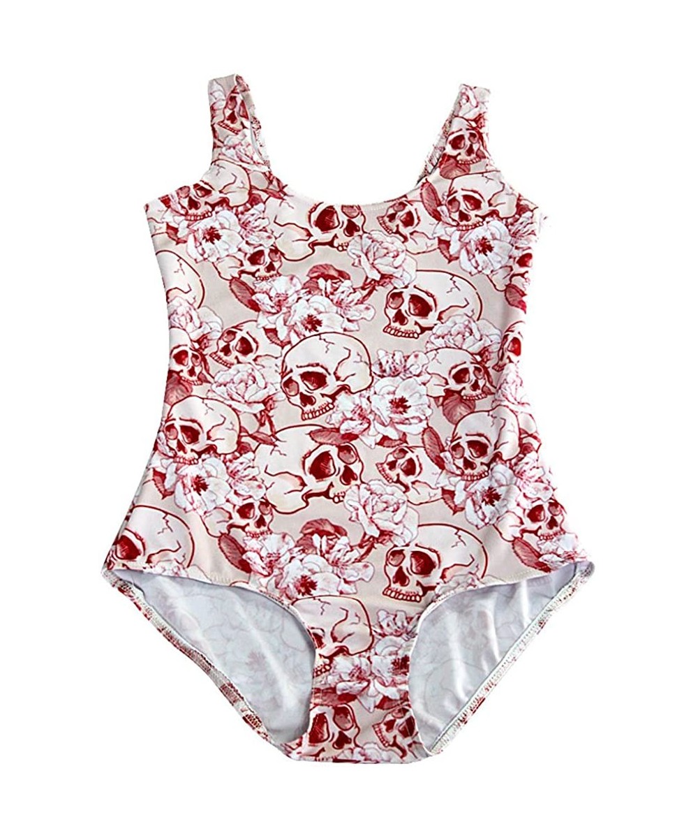 Women's Fashion Printed One Piece Backless Jumpsuit Monokini Swimwear - Rose Skulls - CW184TC57ED $16.04-One-Pieces