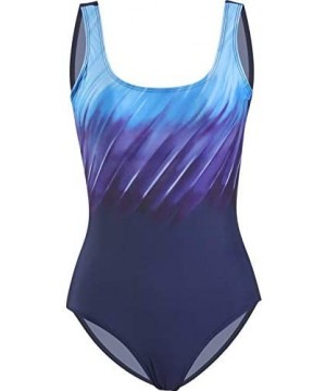 One Piece Swimsuits for Women Tummy Control Slimming Athletic Training Racerback Monokini Swimwear Bathing Suits Blue - CQ199...