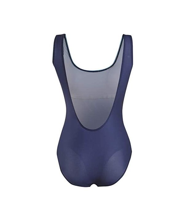 One Piece Swimsuits for Women Tummy Control Slimming Athletic Training Racerback Monokini Swimwear Bathing Suits Blue - CQ199...