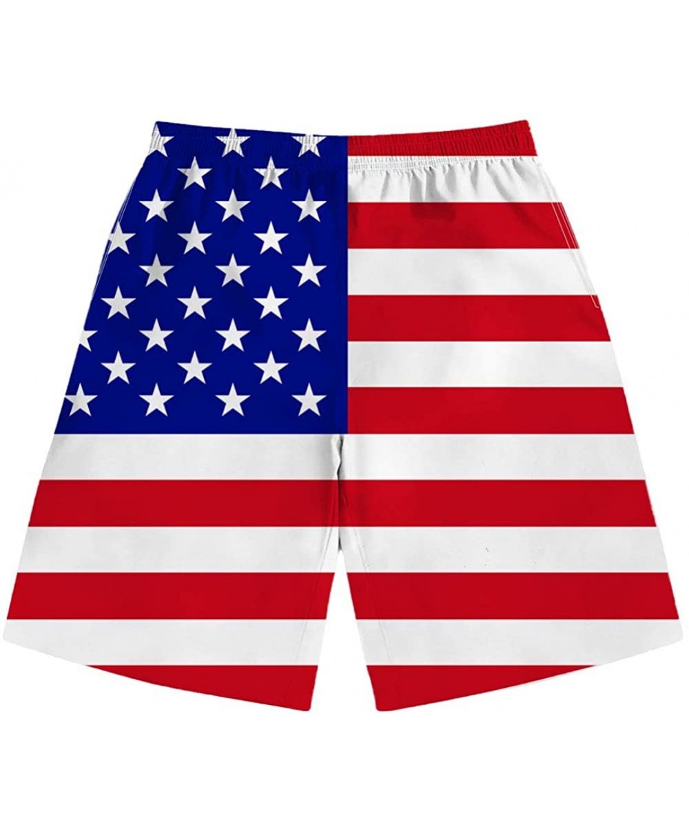 Men's Quick Dry Swim Trunks Tropical Hawaiian Board Shorts with Mesh Lining Bathing Suits - Us Flag - CH1969WNAK9 $21.99-Trunks