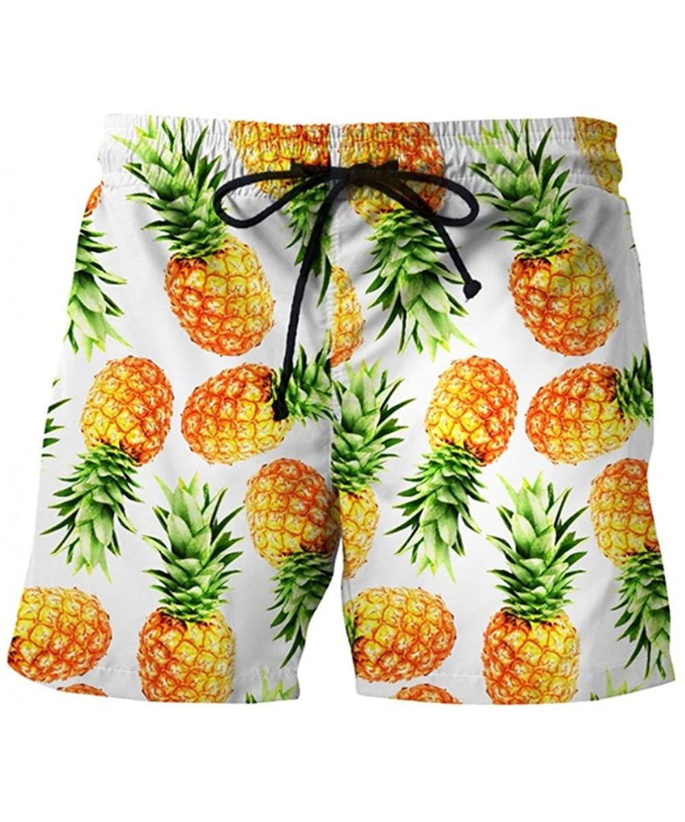 Men's 3D Print Beach Boardshorts Tropical Design Swimming Trunks - Yellow 01 - CQ18D0G0YO9 $31.62-Board Shorts