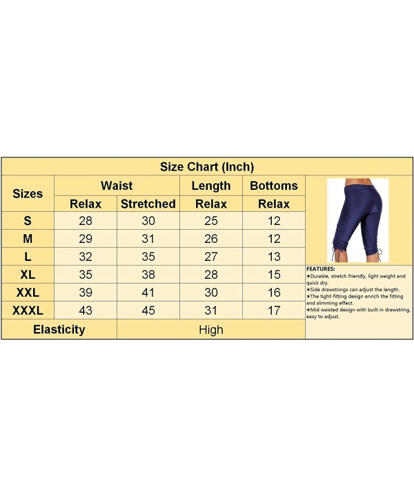 Women's Sport Long Board Shorts High Waist Swimsuit Bottom Capris Swim Shorts - Side Drawstring Blue - CV18NHHOL2H $16.08-Boa...