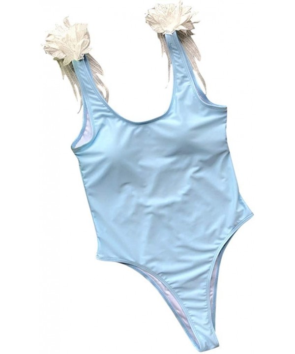 Women's One Piece Monokini Swimsuits Angel Wings Push Up Pad Bikini Tummy Control Bathing Suits Beach Swimwear Sky Blue - CJ1...