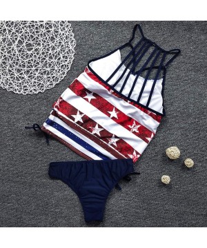 Women's Plus American Flag Crisscross Back Boyshort Two Piece Swimsuit - Black - CM190R6HGS5 $24.70-One-Pieces