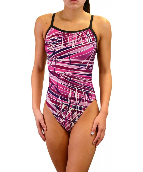 Girl's/Women's Pro One Piece Thin Strap Athletic Swimsuit - Maroon - CY1829ZL94M $22.13-Racing