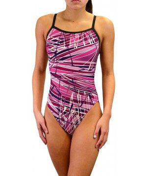 Girl's/Women's Pro One Piece Thin Strap Athletic Swimsuit - Maroon - CY1829ZL94M $22.13-Racing