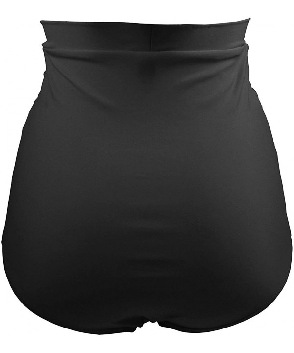 Women's Retro High Waisted Bikini Bottom Ruched Swim Shorts Tankinis - Black - CB1857HT853 $20.10-Bottoms