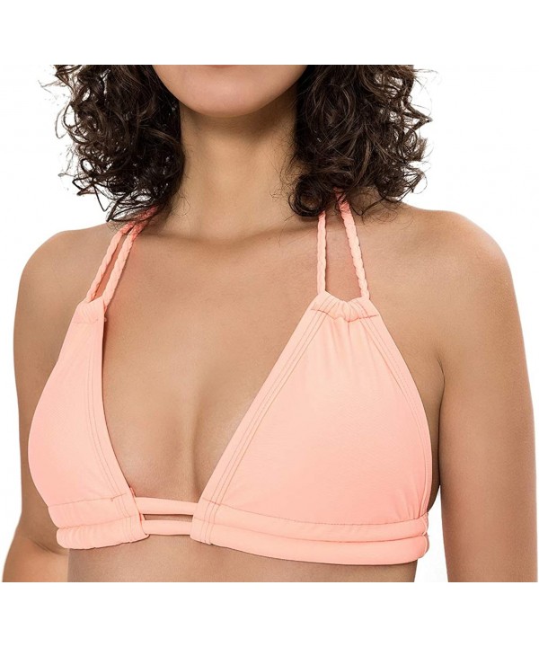 Women's Adjustable Cups High Waist Bikini Sets Back Less Tie Sling Two Piece Swimsuits (FBA) - Orange Pink - C418LQ9YCZT $25....