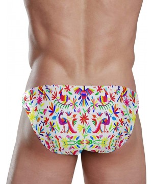 Mens Swim Bikini Briefs Pole Dance Swimwear Surf Shorts Trunks - Mexican Design Colorful Pigeons Pheasant - CE18X93H7I7 $19.5...