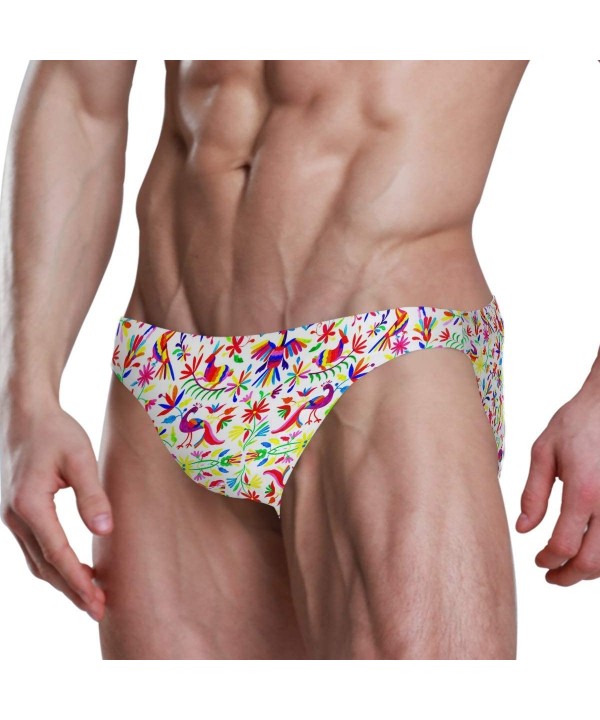 Mens Swim Bikini Briefs Pole Dance Swimwear Surf Shorts Trunks - Mexican Design Colorful Pigeons Pheasant - CE18X93H7I7 $19.5...