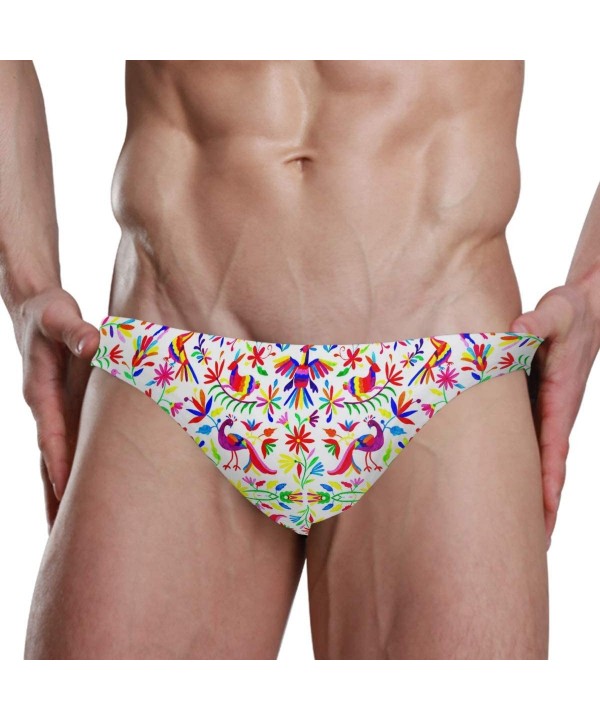 Mens Swim Bikini Briefs Pole Dance Swimwear Surf Shorts Trunks - Mexican Design Colorful Pigeons Pheasant - CE18X93H7I7 $19.5...