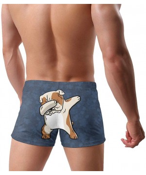 Mens Dabbing Pug Funny Swimsuits Quick Dry Boxer Shorts - Black - C818W8T55UO $23.33-Racing