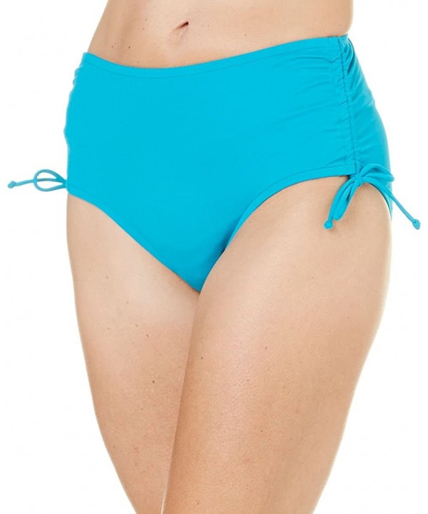 Women's Solid Brief Bikini Bottom with Tummy Control - Peacock - CZ12FPLDFR5 $40.39-Bottoms