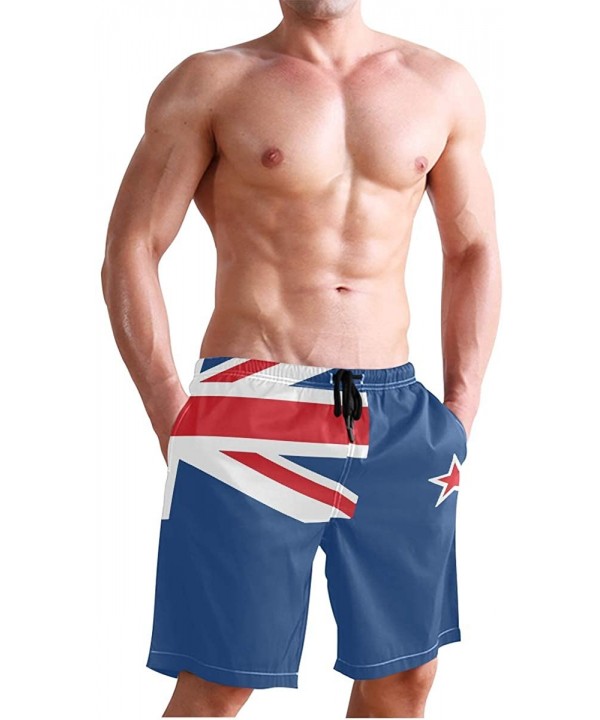 Men's Swim Trunks Quick Dry Beach Board Shorts with Pockets - Flag of New Zealand - C718QHHYZ8X $22.23-Racing