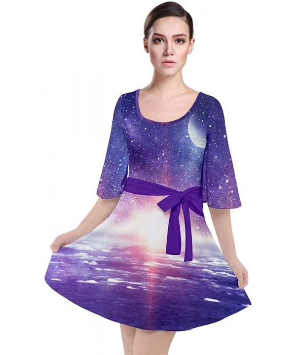 Womens Space Rocket Planet Sun Moon Science Rick Morty Velour Kimono Dress- XS-3XL - Purple - CZ18AW2O9TW $36.71-Cover-Ups