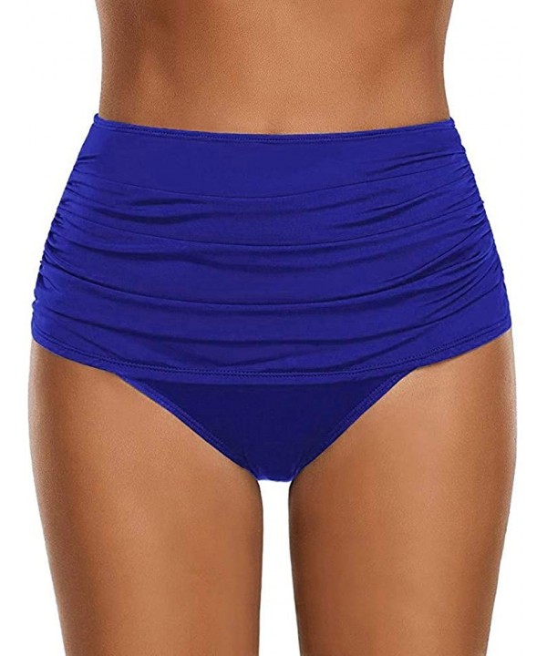 Women Plus Size Swimwear- High Waisted Swimsuit Bottom Ruched Bikini Tankini Briefs Plus Size - Blue - C618OK4Z2ZC $15.51-Bot...