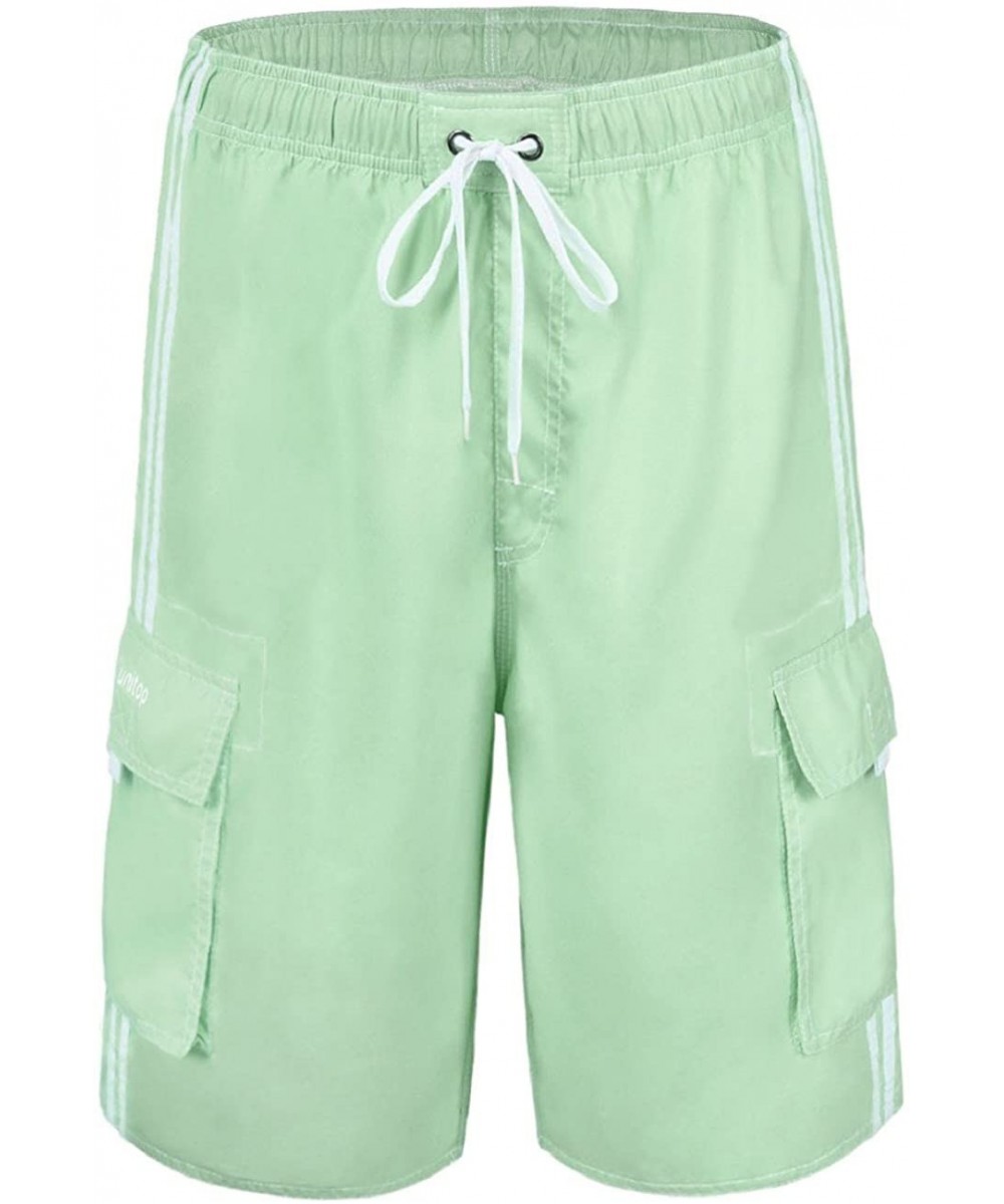 Men's Swim Trunks Classic Lightweight Board Shorts with Lining - Green-29 - C7183RC2Y4R $20.84-Trunks