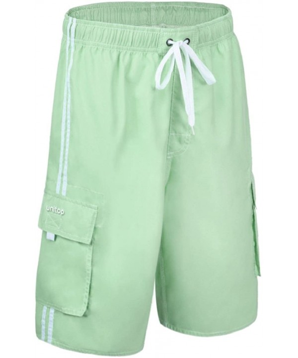 Men's Swim Trunks Classic Lightweight Board Shorts with Lining - Green-29 - C7183RC2Y4R $20.84-Trunks