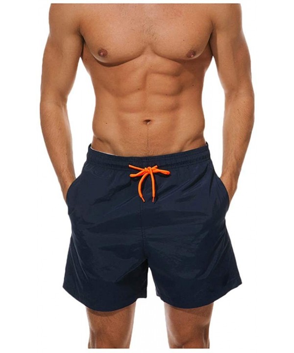 Mens Swim Trunks Solid Plus Size Quick Dry Beach Shorts Drawstring Waist Surf Sports Shorts - Black - CK1947YD3LL $21.18-Boar...