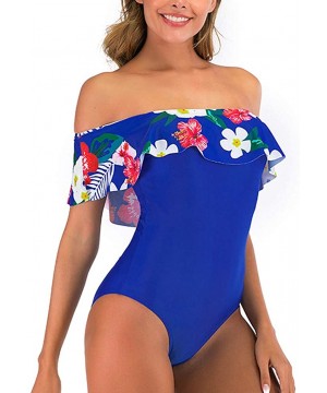 Teen Girls Floral Printed One Piece Monokini Bathing Suits V Neck Ruffles Bikini Set Swimwear - D1 - CZ196WYYKWG $15.65-One-P...