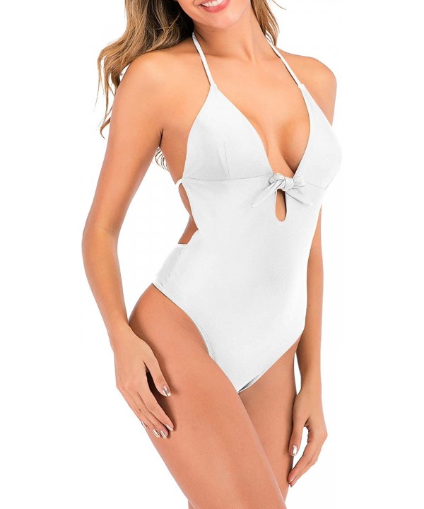 Women's One Piece Swimsuit with Built in Bra Plus Size Beach Swimwear Bathing Suit - Ivory 1 - CA193TNEAG7 $7.88-One-Pieces