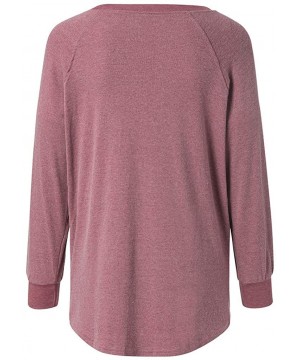 Women's Long Sleeve Crew Neck Cute Tunic Solid Tops Pocket T-Shirts Sweatshirt Tops Blouse - Red a - CP192O7E79W $14.18-Tankinis