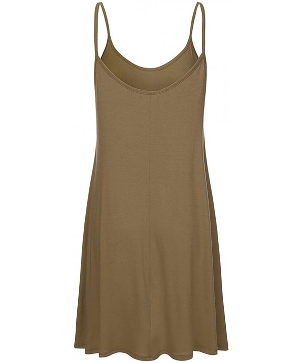 Women's Casual Spaghetti Strap Loose Swing Slip Dress Casual Cami Tank Dresses - Mocha - CO19CR89044 $15.96-Cover-Ups