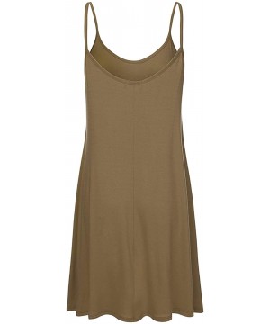 Women's Casual Spaghetti Strap Loose Swing Slip Dress Casual Cami Tank Dresses - Mocha - CO19CR89044 $15.96-Cover-Ups