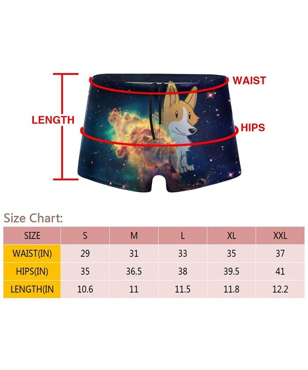 Mens Boxer Swimwear- Corgi Space Basic Cozy Brief Swimsuit- Comfortable Printed Beach Surf Swimming Trunks - Black - C718W78U...