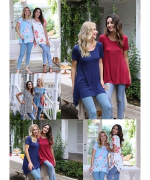 Womens Summer Short Sleeve Irregular Hem Loose Tunic Tops Flowy Blouses Shirt - Sunflower-w - C3196ONDNTK $24.10-Cover-Ups