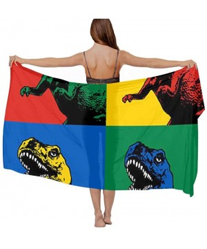 Women Chiffon Shawl Wrap Summer Beach Towels Swimsuit Bikini Cover Up - T-rex Dinosaurs - C8196SE2Q8W $24.27-Cover-Ups